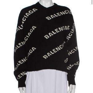 Balenciaga Allover Logo Sweater Black Small